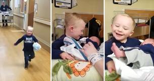 Boy With Down Syndrome Meets Little Brother For The First Time, His Excitement Is So Precious Boy With Down Syndrome Meets Little Brother For The First Time, His Excitement Is So Precious
