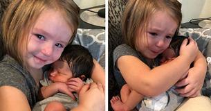 Misty-Eyed Little Girl Gets Emotional Holding Newborn Cousin For The First Time Misty-Eyed Little Girl Gets Emotional Holding Newborn Cousin For The First Time