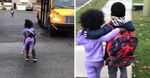 Adorable Little Sister Waits Everyday For Her Brother To Get Off The School Bus Adorable Little Sister Waits Everyday For Her Brother To Get Off The School Bus