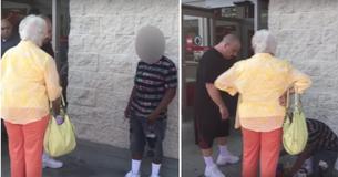 Un extraño confronta a una mujer que le gritó a un niño por vender dulces afuera de un Target Un extraño confronta a una mujer que le gritó a un niño por vender dulces afuera de un Target