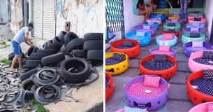 Animal Hero Creates Thousands Of Cozy Beds For Stray Animals Using Old, Abandoned Tires Animal Hero Creates Thousands Of Cozy Beds For Stray Animals Using Old, Abandoned Tires