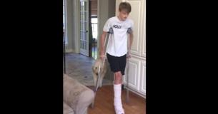 Dog Perfectly Parodies Teenager's Broken Leg 'Walk' Dog Perfectly Parodies Teenager's Broken Leg 'Walk'