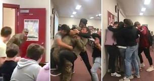 High School Students Go Crazy When Coach Enters The Door Upon Return Home From Deployment High School Students Go Crazy When Coach Enters The Door Upon Return Home From Deployment