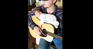 Dad Puts Newborn Down For A Nap In A Special Spot - His Guitar Dad Puts Newborn Down For A Nap In A Special Spot - His Guitar