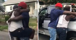 Father Jumps Into Son's Arms Crying Tears Of Joy After He Got Surprised With New Truck Father Jumps Into Son's Arms Crying Tears Of Joy After He Got Surprised With New Truck