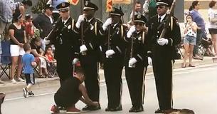 11-Year-Old Boy Ties Flag-Bearing Honor Guard's Shoelaces In A Parade 11-Year-Old Boy Ties Flag-Bearing Honor Guard's Shoelaces In A Parade