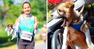 Woman Completes Marathon Toting A Stray Puppy She Paused To Rescue Along The Way Woman Completes Marathon Toting A Stray Puppy She Paused To Rescue Along The Way