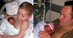 Young Boy Helps Dad Give Skin-To-Skin Contact To Premature Babies Young Boy Helps Dad Give Skin-To-Skin Contact To Premature Babies