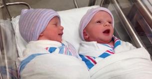 Newborn Twins Begin Having First Conversation In The Hospital Baby Cot Newborn Twins Begin Having First Conversation In The Hospital Baby Cot