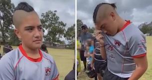 Menino de 11 anos chora depois de ser convidado a se retirar de partida por ser grande demais Menino de 11 anos chora depois de ser convidado a se retirar de partida por ser grande demais