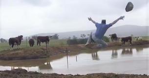 Farmer Jumps For Joy After Rain Drenches His Drought-Affected Cattle Farm Farmer Jumps For Joy After Rain Drenches His Drought-Affected Cattle Farm