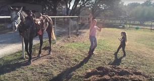 Des petites filles commencent à danser sur une chanson populaire, mais un cheval leur vole la vedette Des petites filles commencent à danser sur une chanson populaire, mais un cheval leur vole la vedette