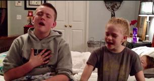 Siblings Start To Sing When Mischievous Brother Springs Out From Behind Siblings Start To Sing When Mischievous Brother Springs Out From Behind