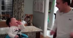 Toddler Thinks Dad's Impromptu Kitchen Dance Move Is Funniest Thing He Has Ever Seen Toddler Thinks Dad's Impromptu Kitchen Dance Move Is Funniest Thing He Has Ever Seen