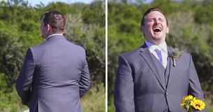 Groom Waits To See Bride For First Look — He Turns Around And Sees She Isn't Wearing Wedding Dress Groom Waits To See Bride For First Look — He Turns Around And Sees She Isn't Wearing Wedding Dress
