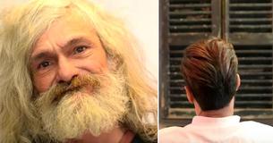 Obdachloser Mann bekommt ein kostenloses Makeover vom Salon - verändert anschließend sein Leben Obdachloser Mann bekommt ein kostenloses Makeover vom Salon - verändert anschließend sein Leben