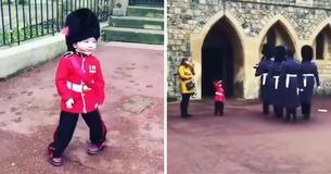Un guardia real rompió la formación para agasajar a un niño en su cumpleaños Un guardia real rompió la formación para agasajar a un niño en su cumpleaños