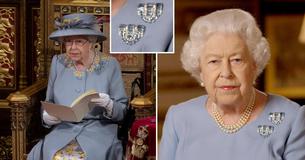 Queen Elizabeth II Wears Pair Of Aquamarine Brooches Given To Her By Her Parents For State Opening Queen Elizabeth II Wears Pair Of Aquamarine Brooches Given To Her By Her Parents For State Opening