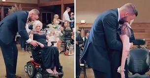 Loving Son Assists Sick Mother To Ballroom Floor And Lifts Her Up For Dance Not To Be Forgotten Loving Son Assists Sick Mother To Ballroom Floor And Lifts Her Up For Dance Not To Be Forgotten