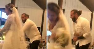 Noivo joga o bolo de casamento na cabeça da noiva — espectadores estão pedindo o divórcio Noivo joga o bolo de casamento na cabeça da noiva — espectadores estão pedindo o divórcio