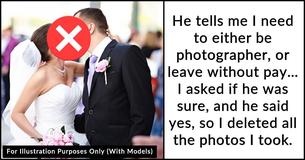 Fotograf sletter bryllupbilleder foran urimelig brudgom Fotograf sletter bryllupbilleder foran urimelig brudgom