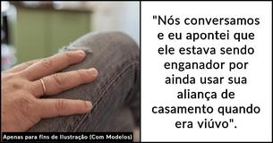 Mulher acusa viúvo de ser 'enganoso' por ainda usar aliança de casamento e o confronta publicamente Mulher acusa viúvo de ser 'enganoso' por ainda usar aliança de casamento e o confronta publicamente