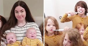 Moeder met negen kinderen heeft haar handen vol - vertrouwt op routine om iedereen in toom te houden Moeder met negen kinderen heeft haar handen vol - vertrouwt op routine om iedereen in toom te houden