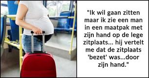 Zwangere vrouw maakt scène op bus nadat man weigert zijn hand van lege stoel weg te halen voor haar Zwangere vrouw maakt scène op bus nadat man weigert zijn hand van lege stoel weg te halen voor haar