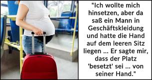 Schwangere Frau macht Szene in Bus, nachdem ein Mann sich weigert, seine Hand vom leeren Sitz für sie zu nehmen Schwangere Frau macht Szene in Bus, nachdem ein Mann sich weigert, seine Hand vom leeren Sitz für sie zu nehmen