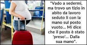 Donna incinta fa una scenata sull'autobus dopo che un uomo si rifiuta di togliere la mano dal sedile vuoto per lei Donna incinta fa una scenata sull'autobus dopo che un uomo si rifiuta di togliere la mano dal sedile vuoto per lei