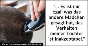 Vater rasiert seiner 16-jährigen Tochter den Kopf als Strafe für das Vater rasiert seiner 16-jährigen Tochter den Kopf als Strafe für das