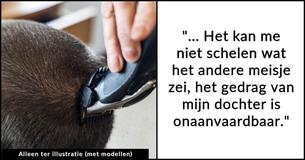 Vader scheert het hoofd van zijn 16-jarige dochter kaal als straf voor het 'pesten' van een leerlinge met kanker Vader scheert het hoofd van zijn 16-jarige dochter kaal als straf voor het 'pesten' van een leerlinge met kanker