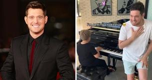 Michael Bublé quase vai às lágrimas ao ver filho que venceu o câncer tocar sua música no piano Michael Bublé quase vai às lágrimas ao ver filho que venceu o câncer tocar sua música no piano