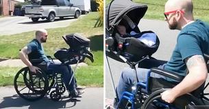 Des étudiants construisent un fauteuil roulant pour permettre à un père handicapé d'emmener son fils en promenade Des étudiants construisent un fauteuil roulant pour permettre à un père handicapé d'emmener son fils en promenade