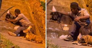Homeless Man Throws Heartwarming Birthday Party For His Dog And The Internet Rallies To Help Him Homeless Man Throws Heartwarming Birthday Party For His Dog And The Internet Rallies To Help Him