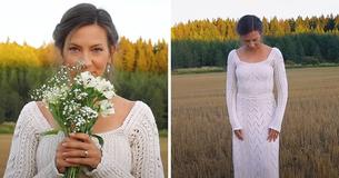 Mulher gasta cerca de R$ 1500 e passa 200 horas tricotando o próprio vestido de noiva para defender seu ofício Mulher gasta cerca de R$ 1500 e passa 200 horas tricotando o próprio vestido de noiva para defender seu ofício