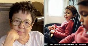 Frau sagt, dass sie niemals die Sitzplätze im Flugzeug tauschen wird, damit Frau sagt, dass sie niemals die Sitzplätze im Flugzeug tauschen wird, damit