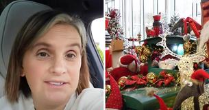 Mutter von 22 Kindern macht große Weihnachtseinkäufe und zeigt Geschenkestapel der Kinder im Auto Mutter von 22 Kindern macht große Weihnachtseinkäufe und zeigt Geschenkestapel der Kinder im Auto