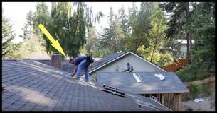 Roofers Are Working When Music Comes On. Man In Blue Quickly Brightens Everyone's Day Roofers Are Working When Music Comes On. Man In Blue Quickly Brightens Everyone's Day