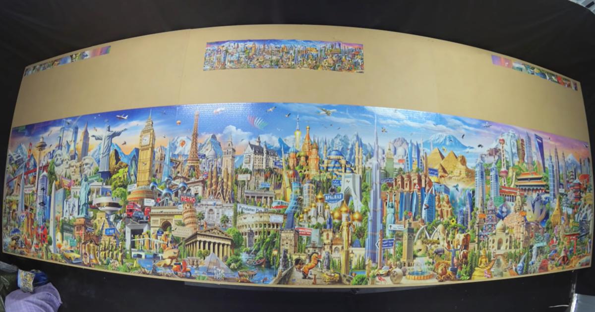 Highly Satisfying Aerial Footage Of 42,000-Piece Jigsaw Puzzle Being